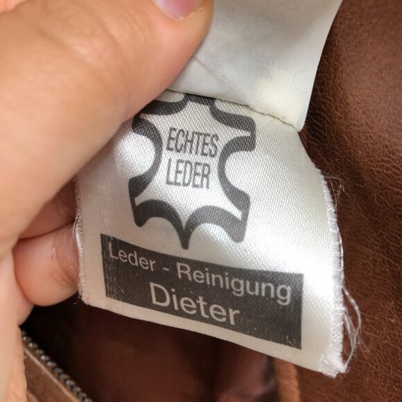 JOOP! Vintage European  warm Tan Brown Full Zip Leather Jacket - Picture 10 of 16